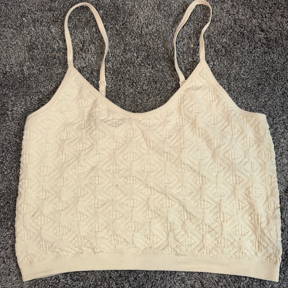 BKE Cream Textured Tank Top